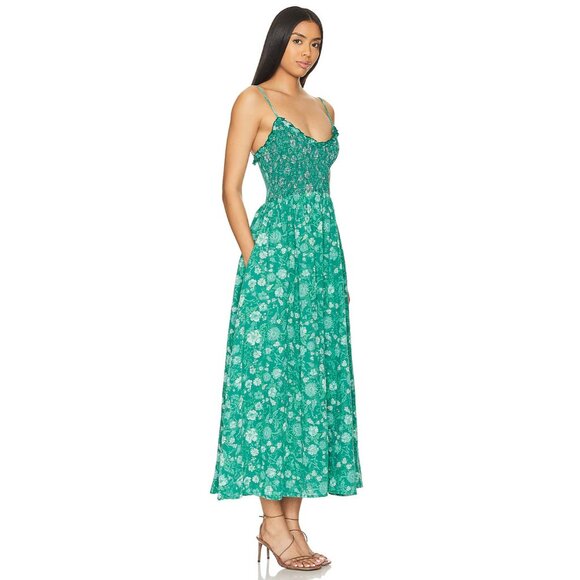 Free People Sweet Nothings Midi Dress in Forest Combo Green Size XS - Picture 2 of 12
